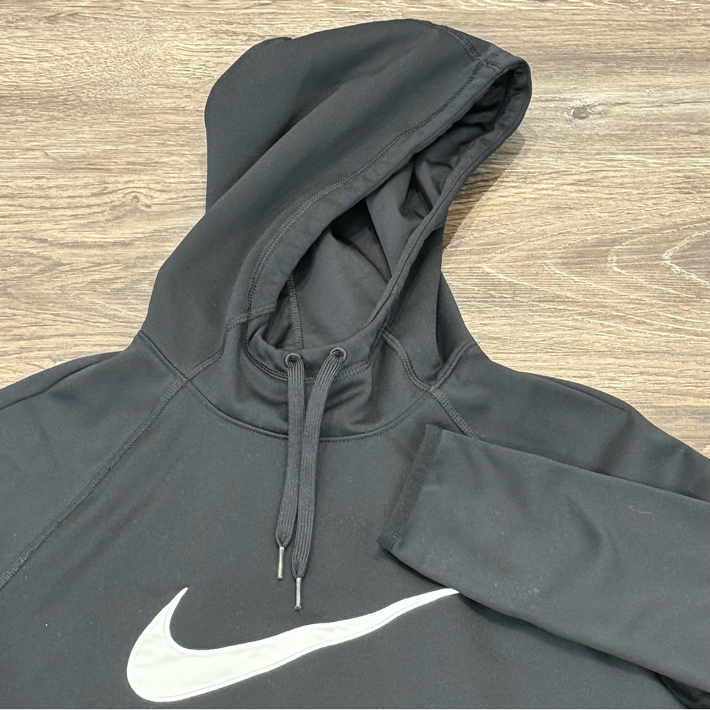 Nike Dri-FIT Mens Black Swoosh Logo Pullover Hoodie Training Sweatshirt‎ Medium
